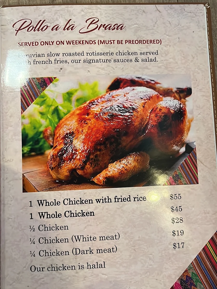 Menu, La Crema Peruvian Restaurant