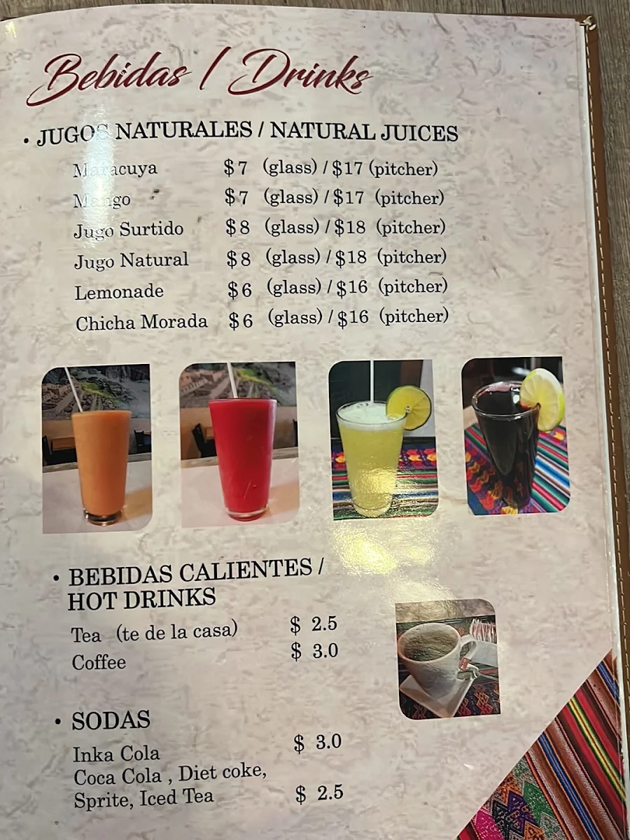 Menu, La Crema Peruvian Restaurant