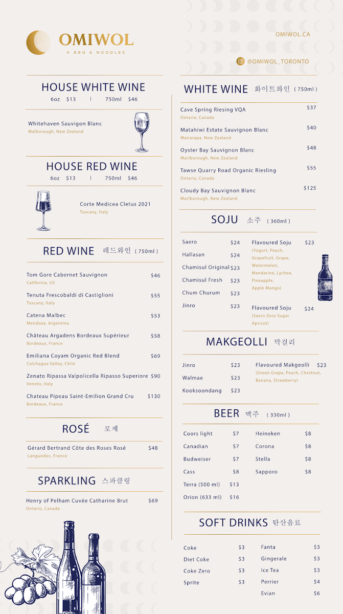 Menu, Omiwol K BBQ & Noodles