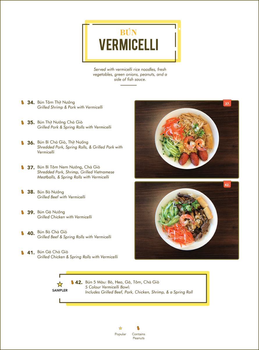 Menu, Pho Hoan Pasteur (Fort Sask)