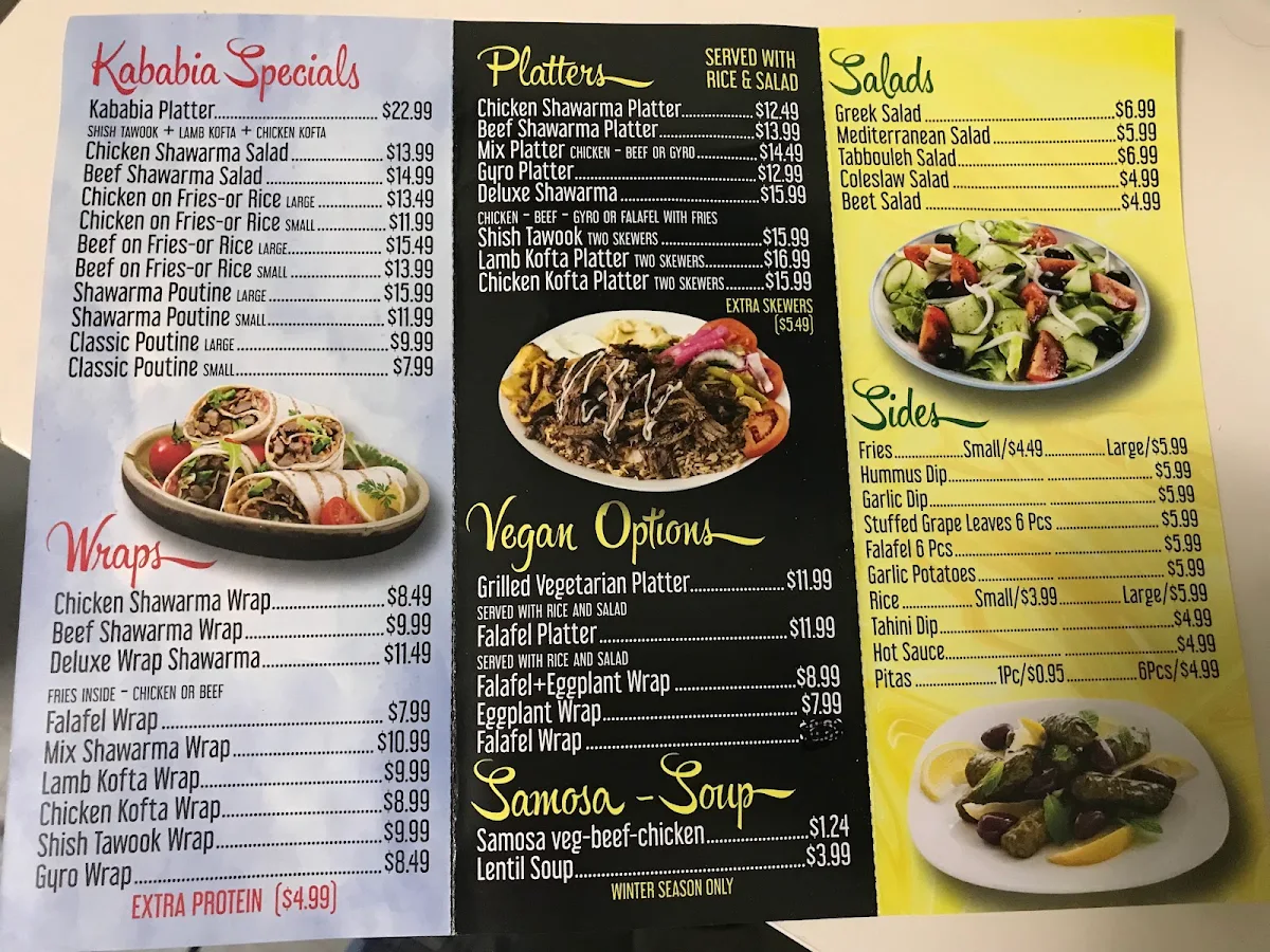 Menu, Kababia