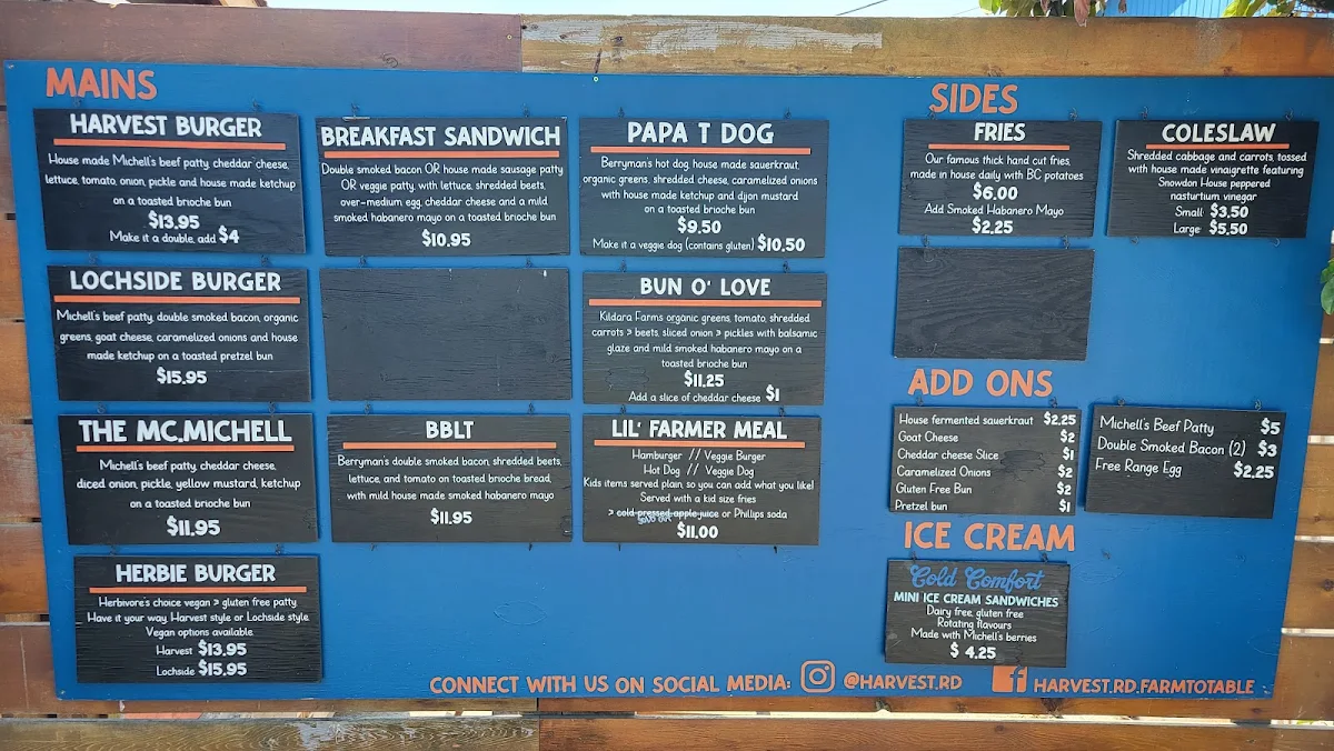 Menu, Harvest Rd. - Farm to Table Grill and Cafe