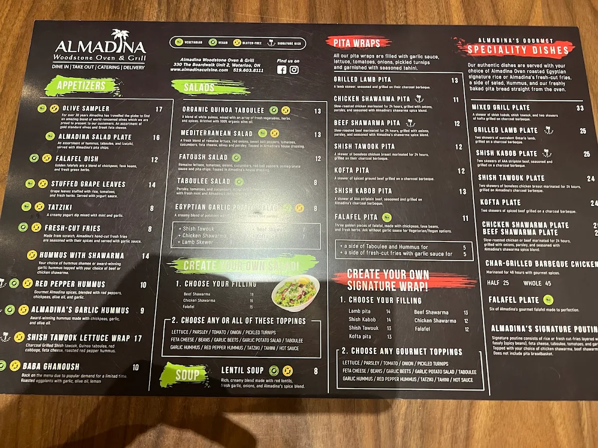 Menu, ALMADINA Woodstone Oven & Grill