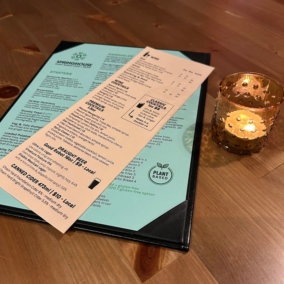 Menu, Springhouse
