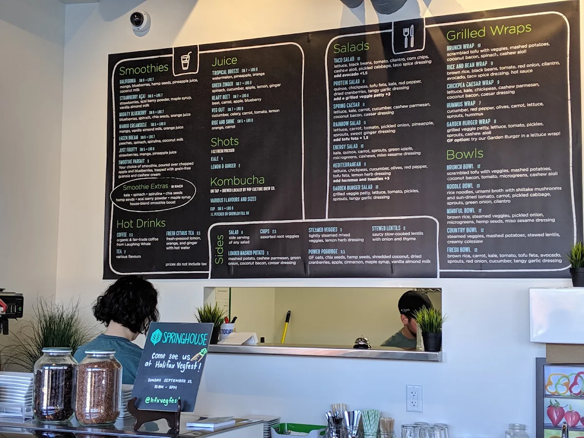 Menu, Springhouse