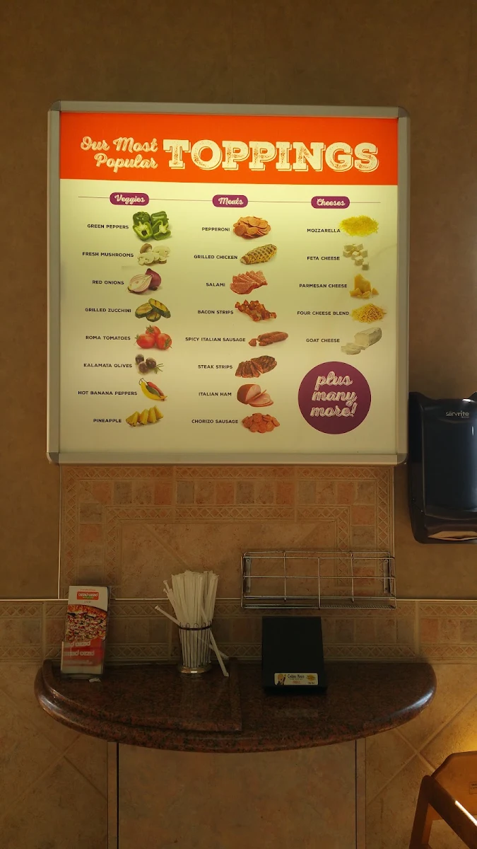 Menu, Pizza Pizza