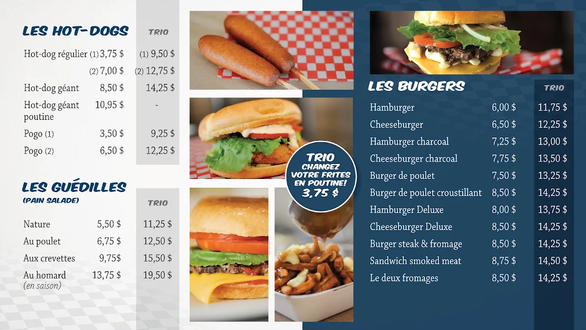Menu, Snack Bar D'Amours