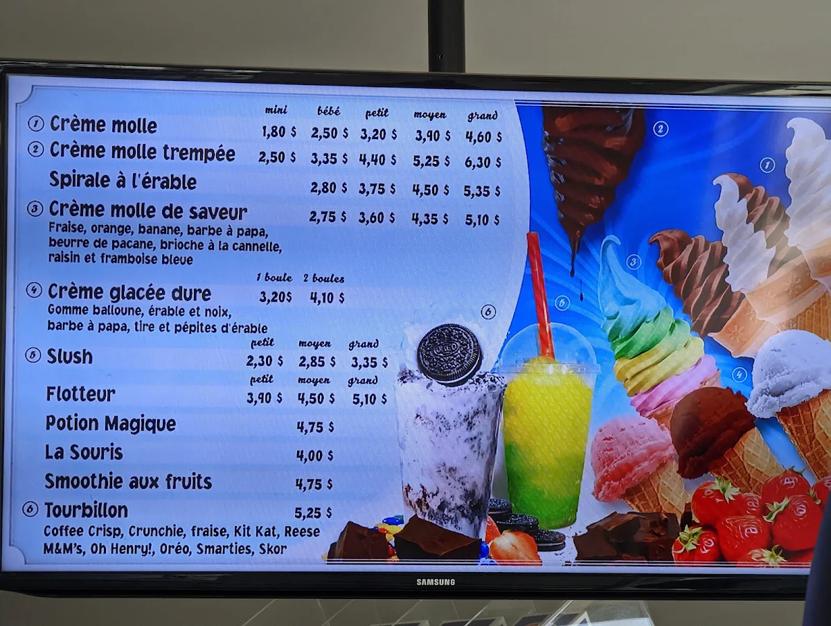 Menu, Snack Bar D'Amours
