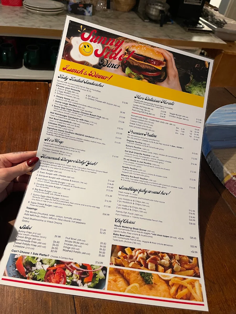 Menu, Sunny Side Diner