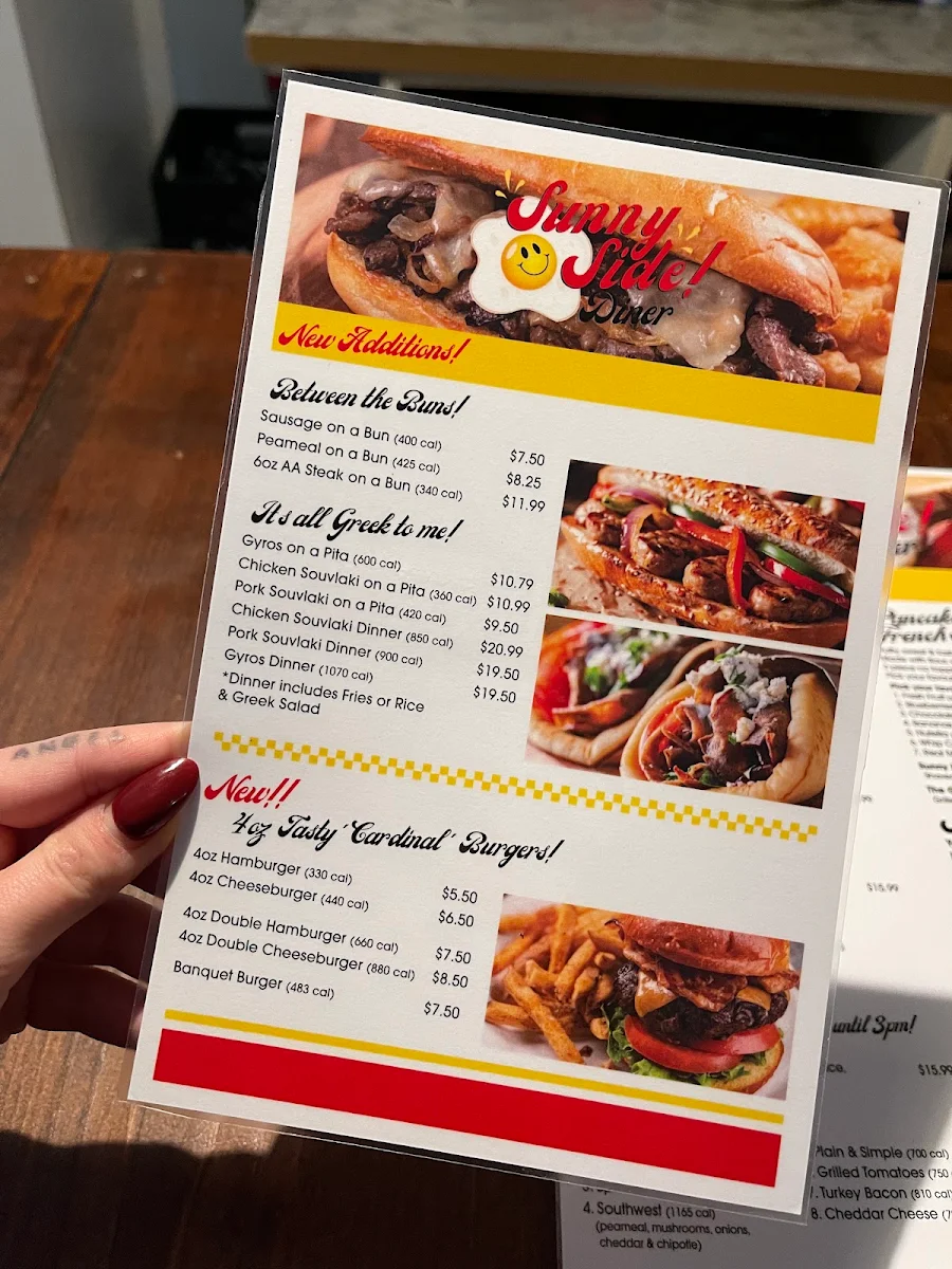 Menu, Sunny Side Diner