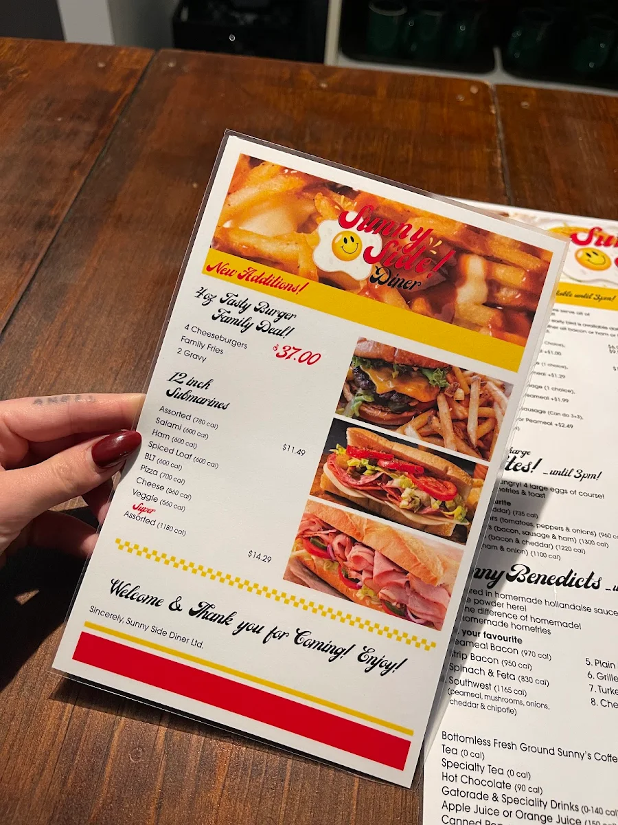 Menu, Sunny Side Diner