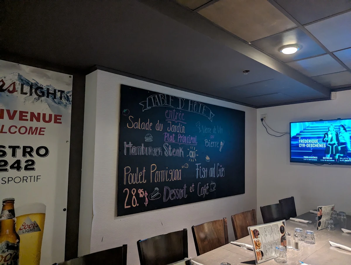 Menu, Bistro 1242 Bar Sportif