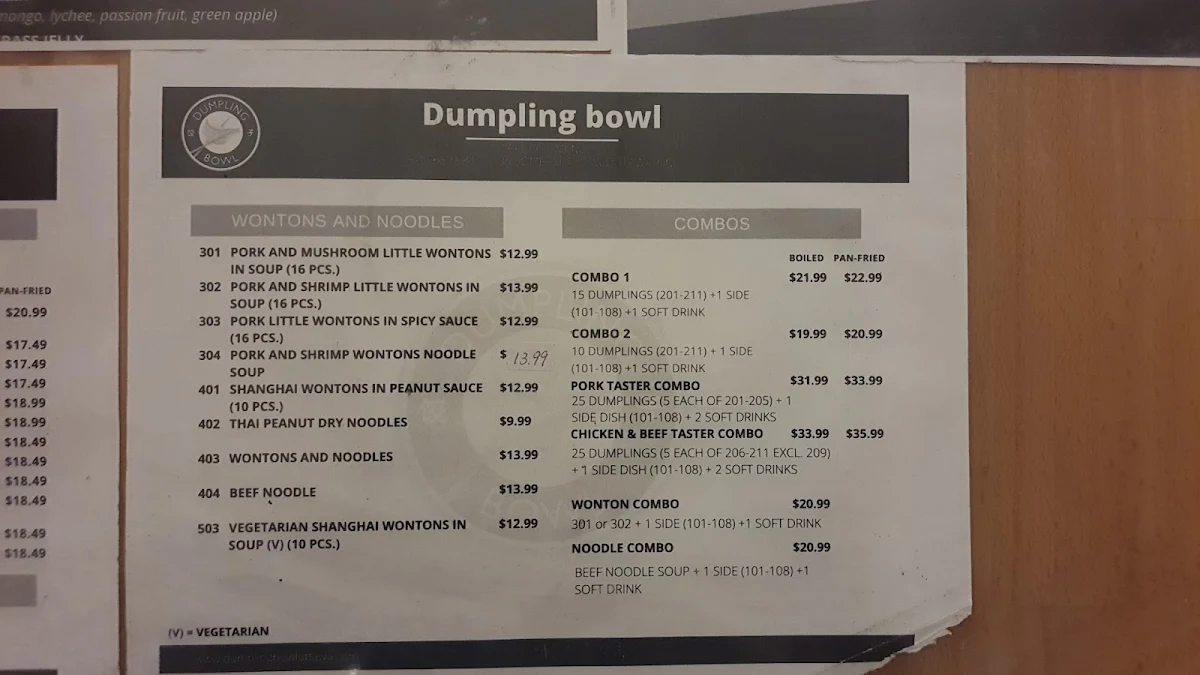 Menu, Dumpling Bowl & Bubblicity Tea Shop