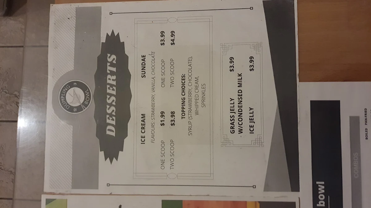 Menu, Dumpling Bowl & Bubblicity Tea Shop