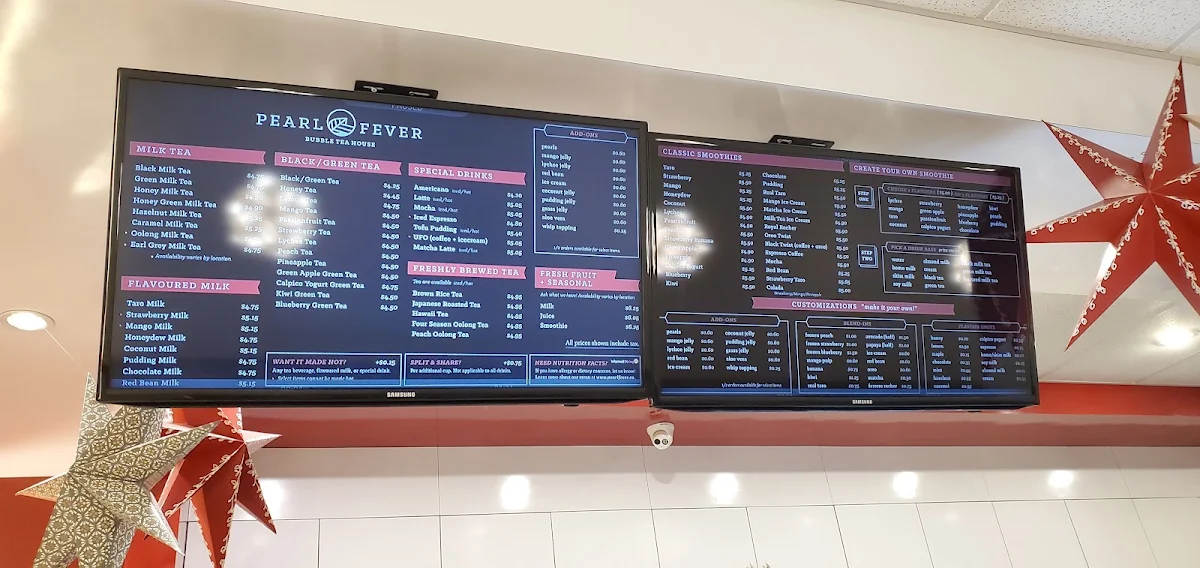 Menu, Pearl Fever Tea House