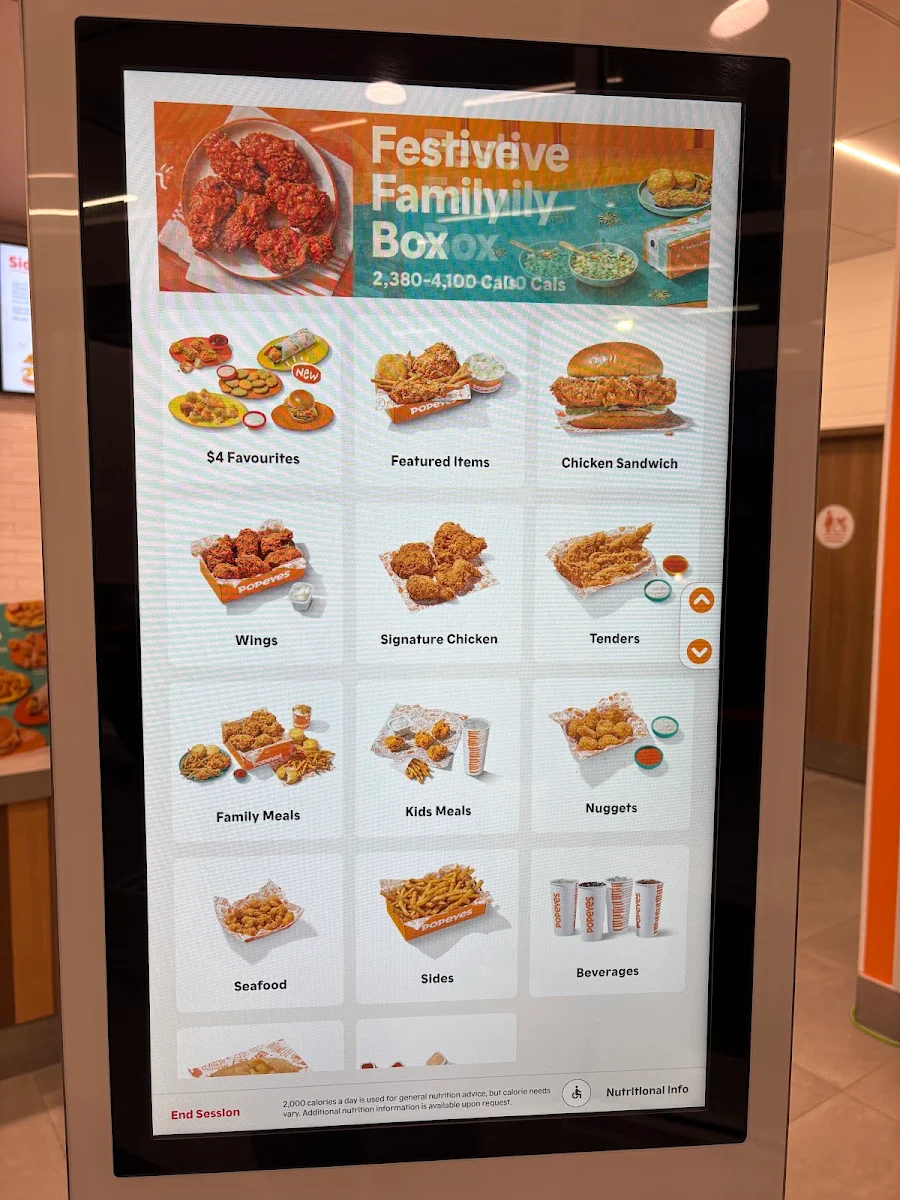 Menu, Popeyes Louisiana Kitchen