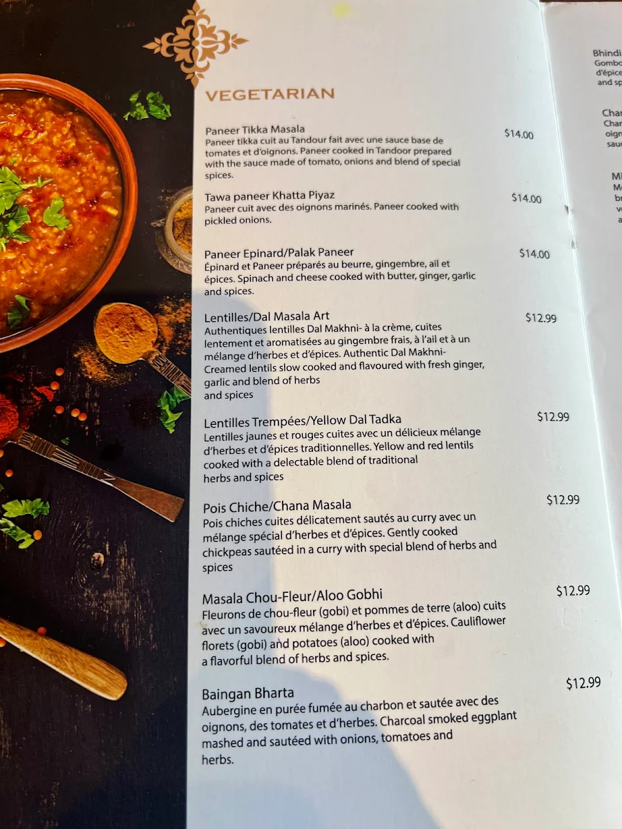 Menu, Masala Art