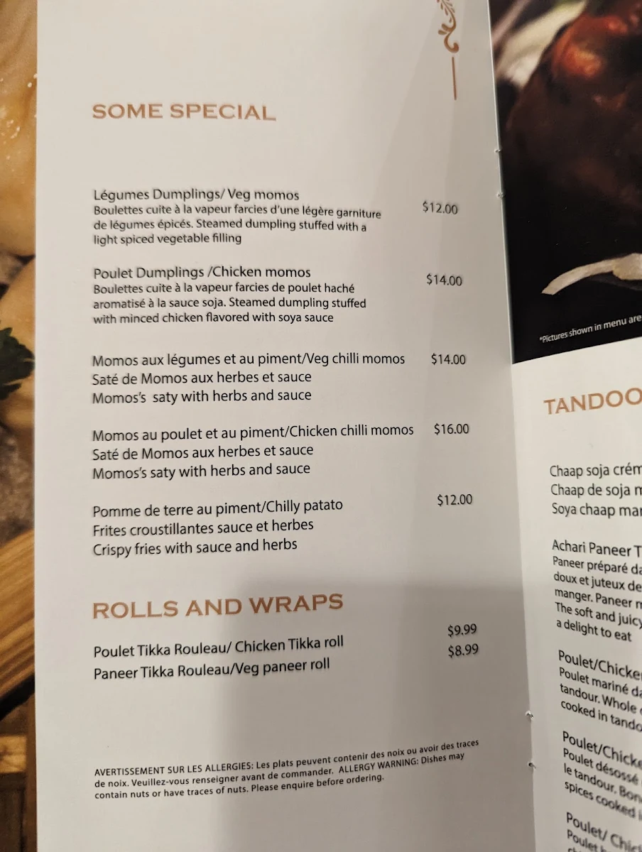 Menu, Masala Art