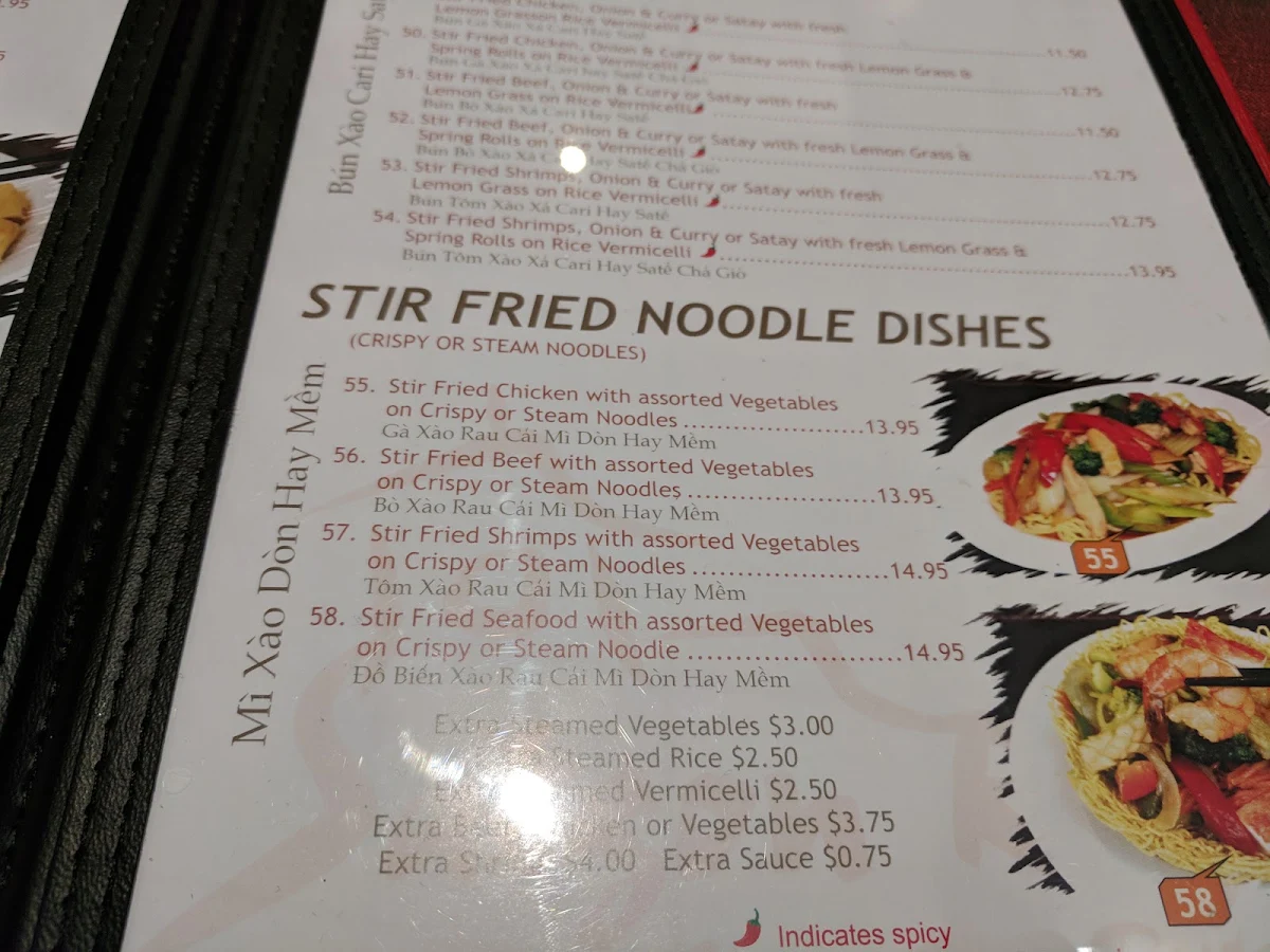 Menu, Saigon Royal Restaurant