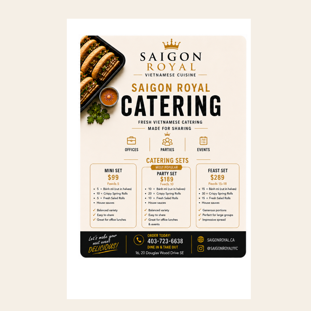 Menu, Saigon Royal Restaurant