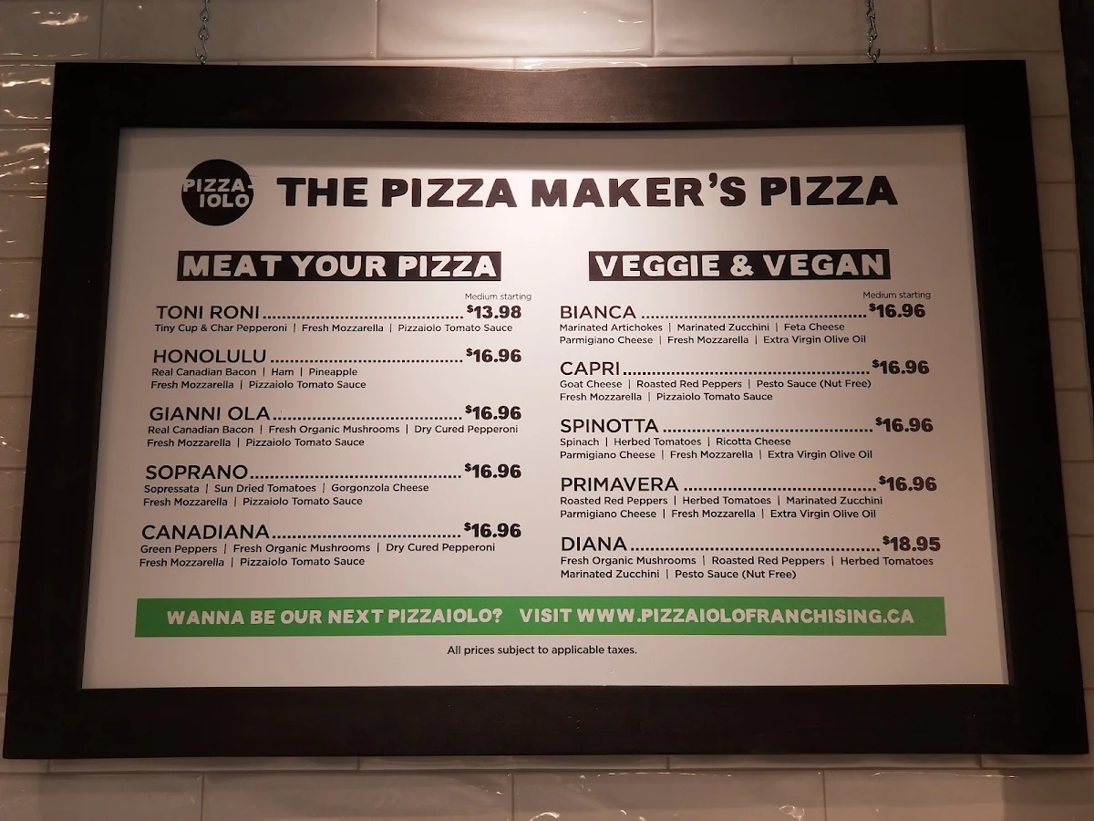 Menu, Pizzaiolo