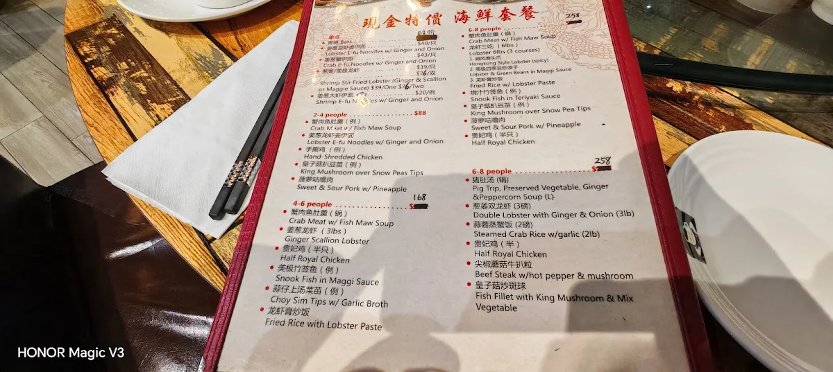 Menu, New Fusion Chinese Restaurant