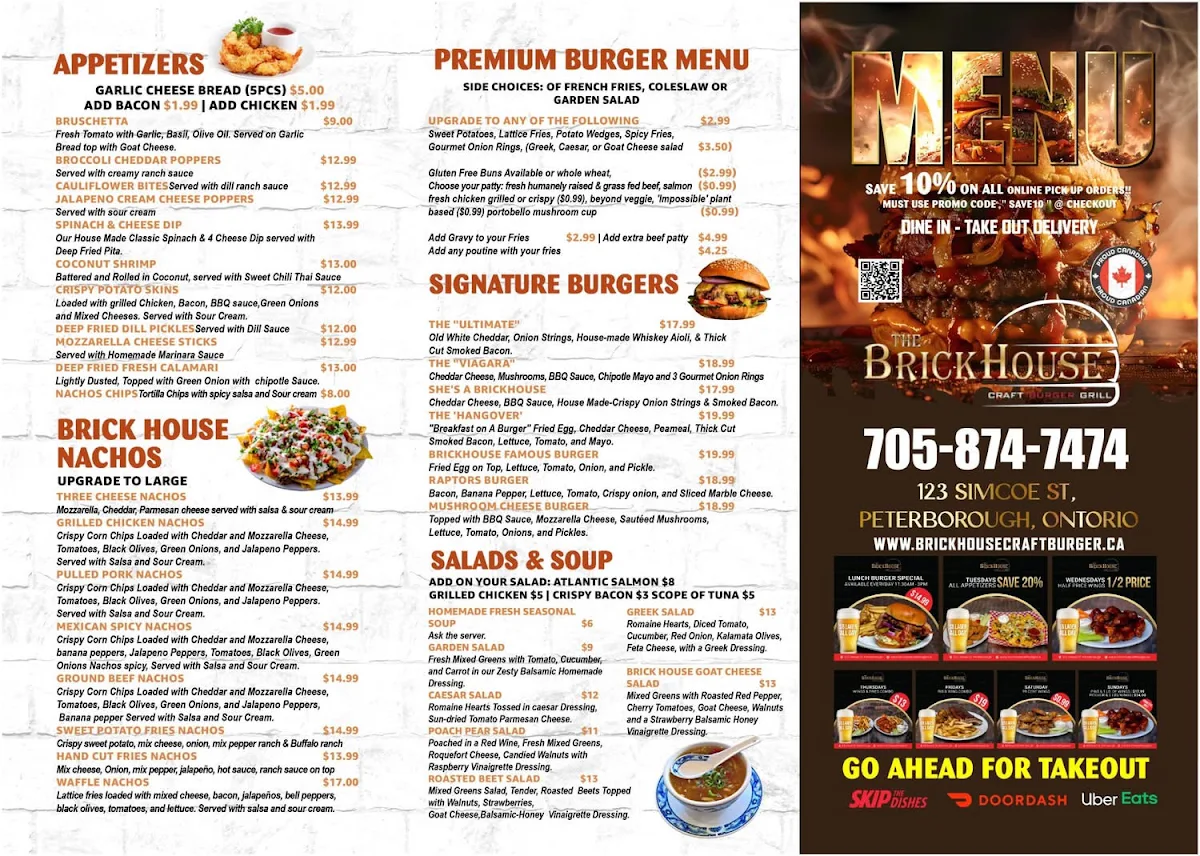 Menu, BrickHouse Craft Burger