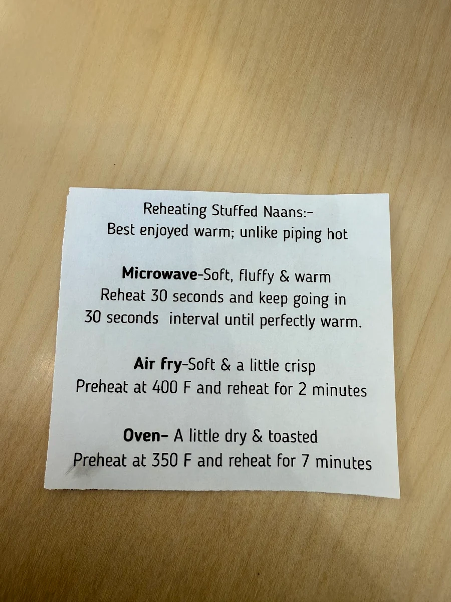 Menu, Naan Culture