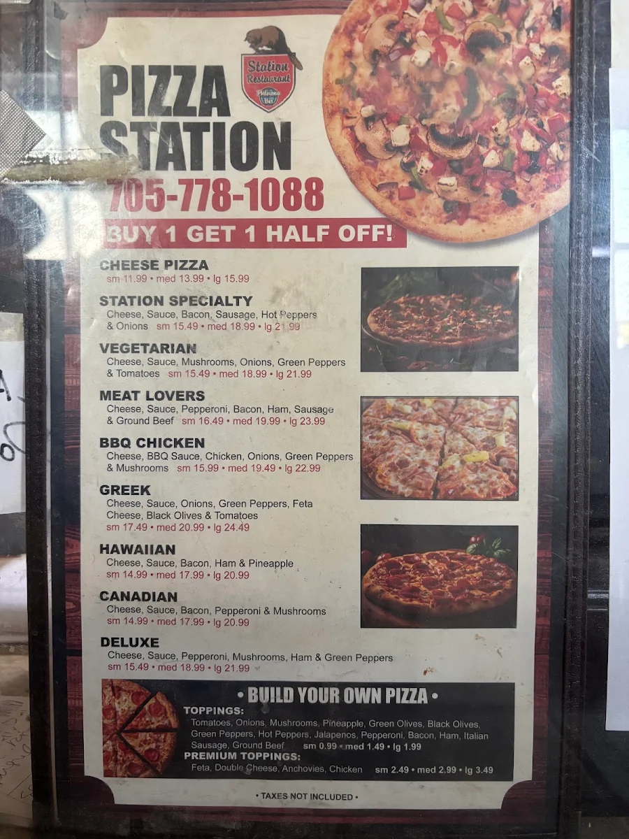 Menu, Station Restaurant & The Pizza Station