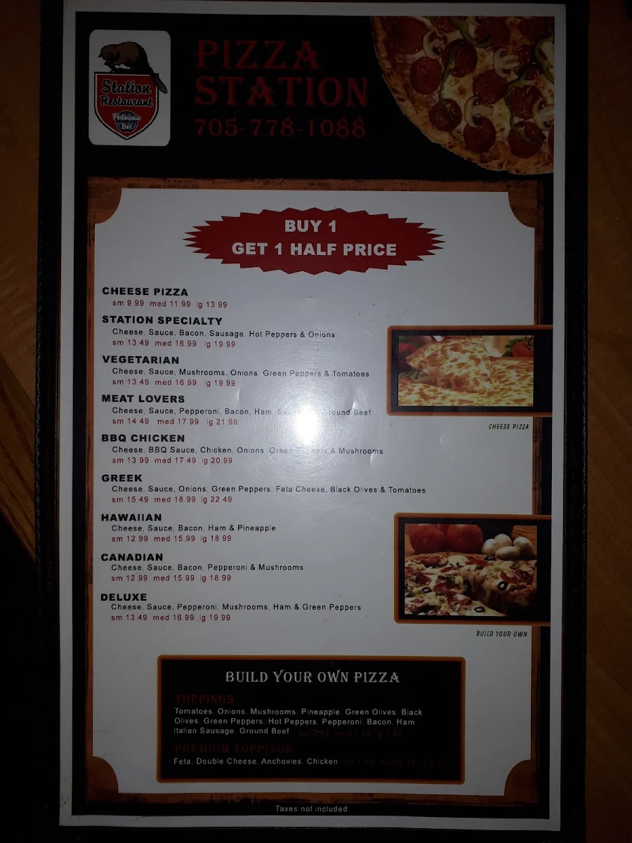 Menu, Station Restaurant & The Pizza Station