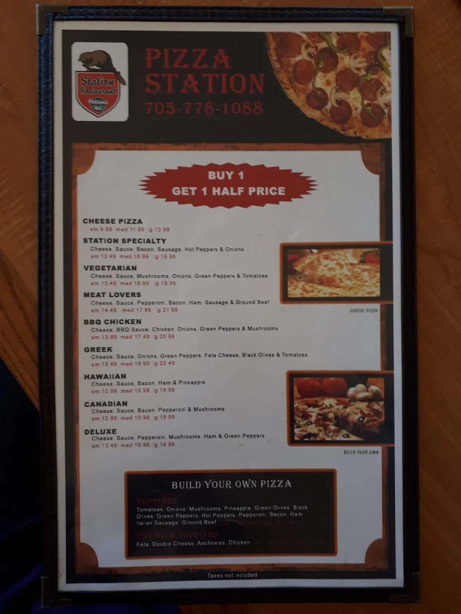Menu, Station Restaurant & The Pizza Station