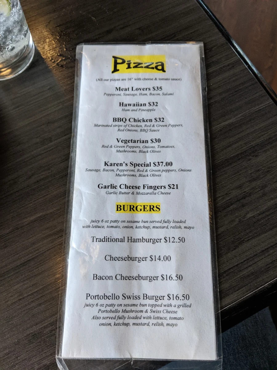Menu, Karen's Restaurant & Lounge