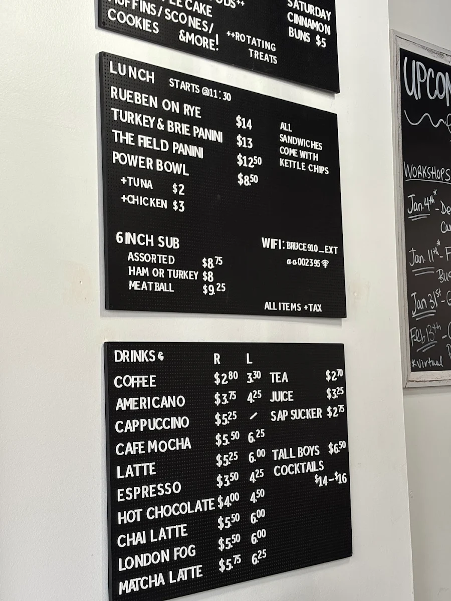 Menu, Bruud Coffee Bar