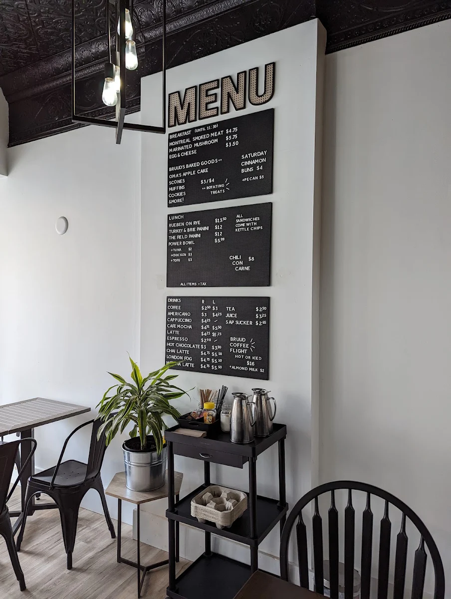 Menu, Bruud Coffee Bar