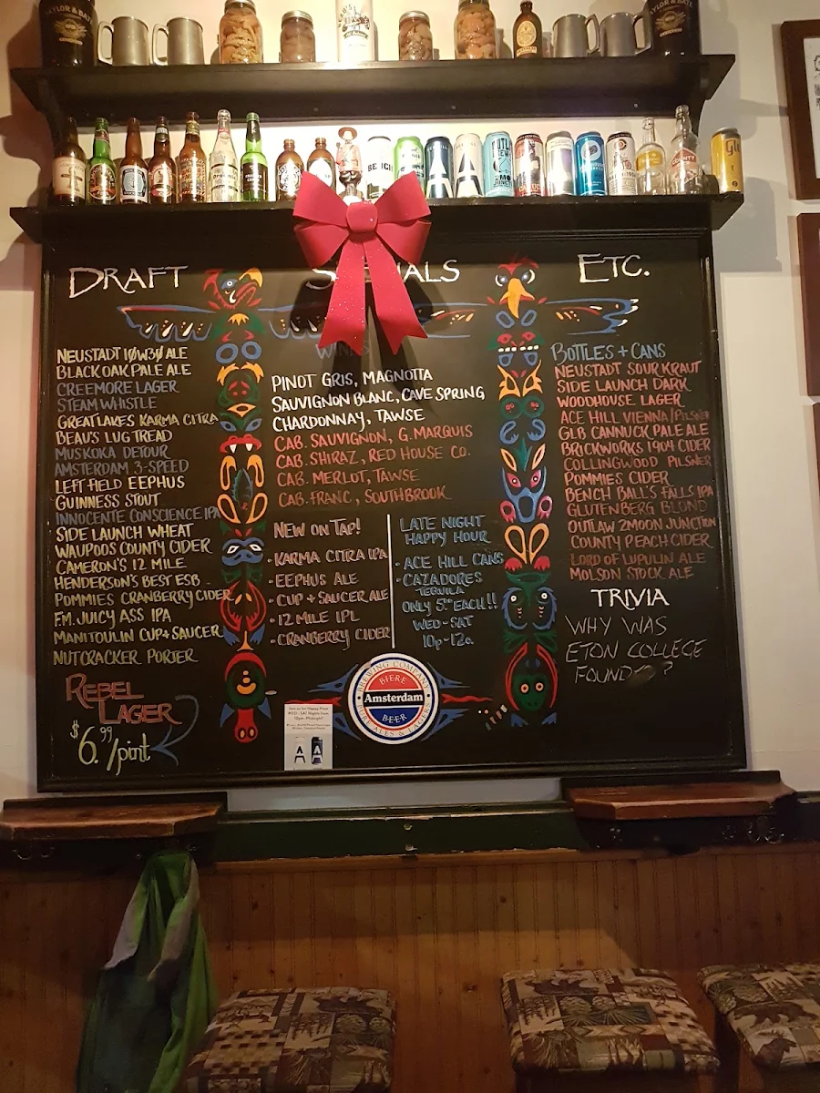 Menu, The Rebel House