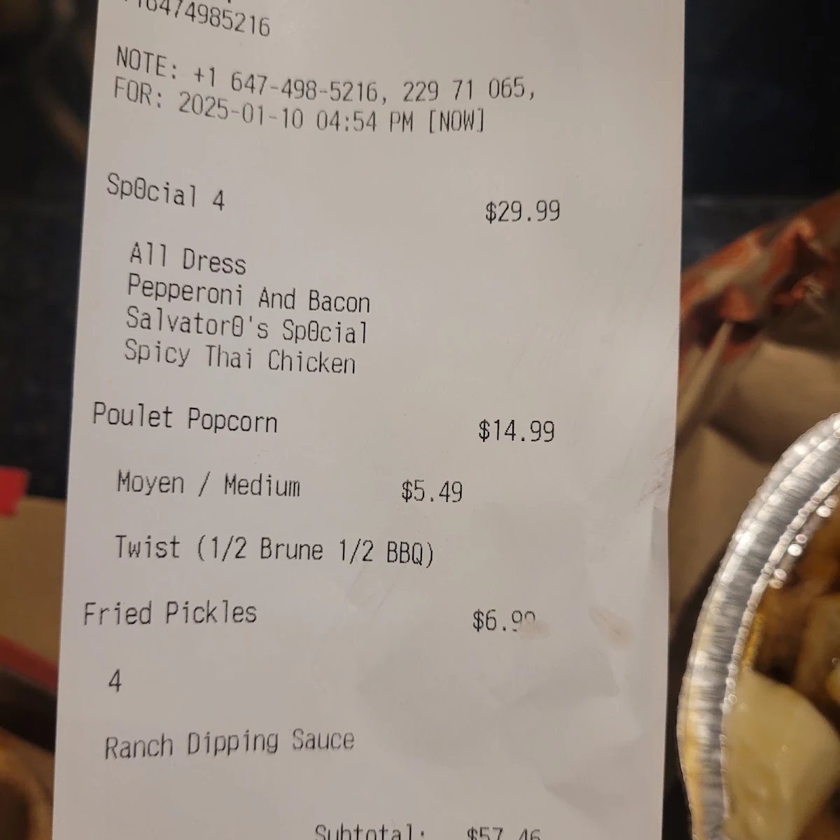 Menu, Pizza Salvatoré