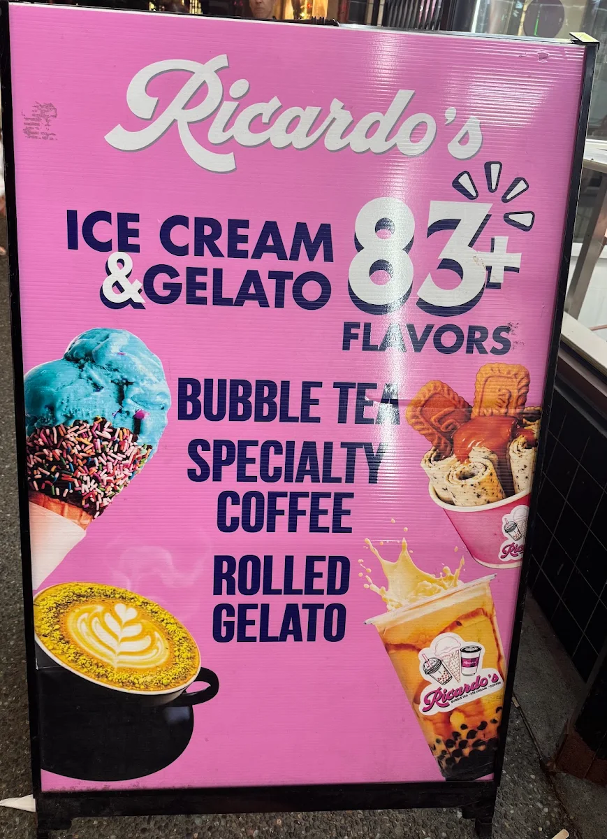 Menu, Ricardo’s (Bubble Tea, Ice Cream, Coffee) - Granville