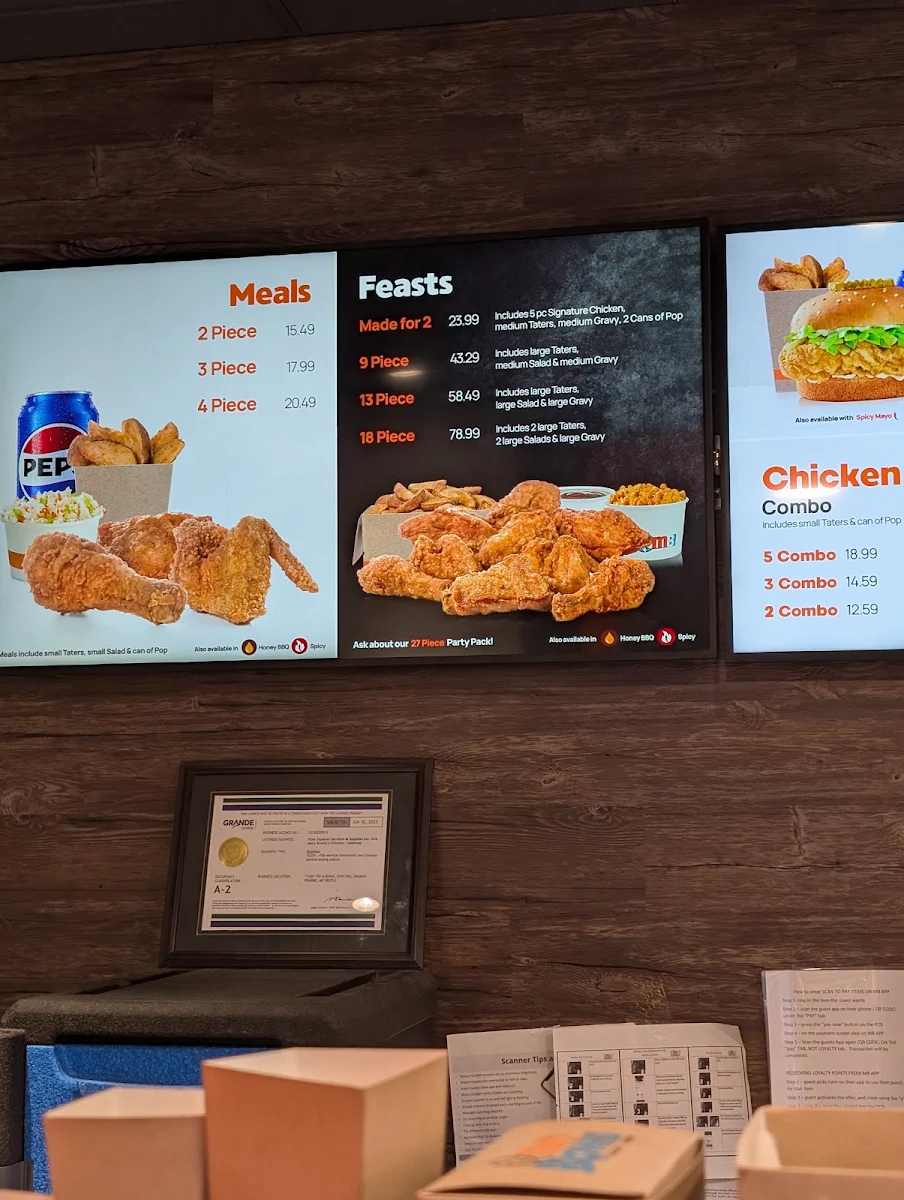 Menu, Mary Brown's Chicken