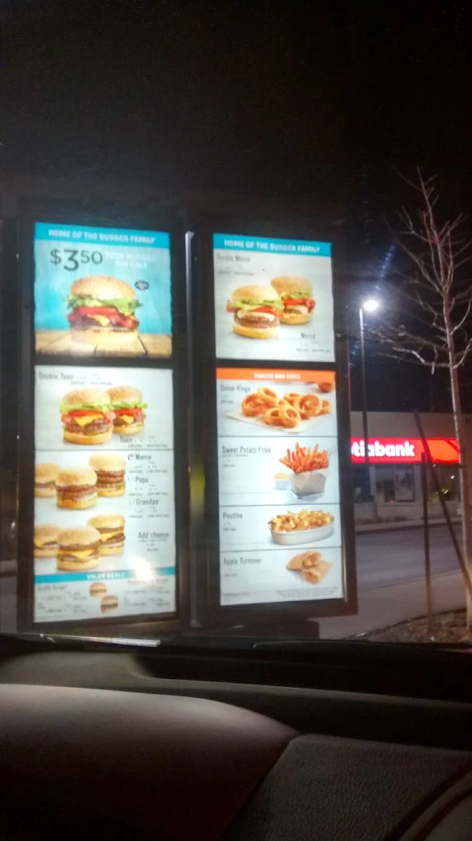 Menu, A&W Canada