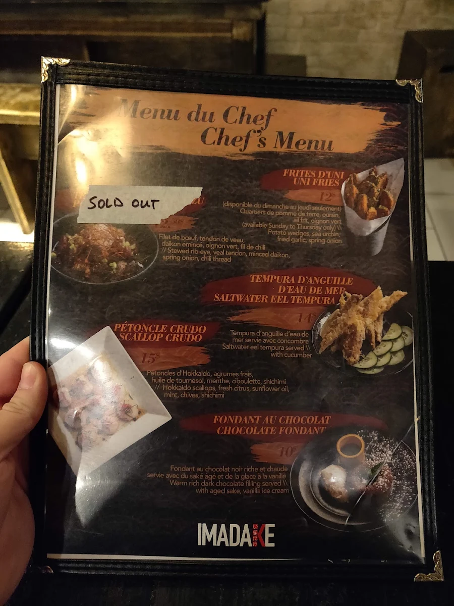 Menu, IMADAKE IZAKAYA