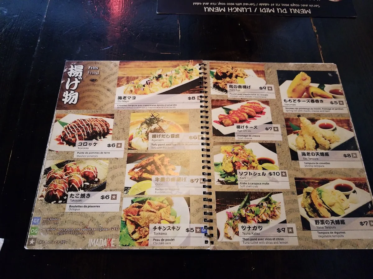 Menu, IMADAKE IZAKAYA
