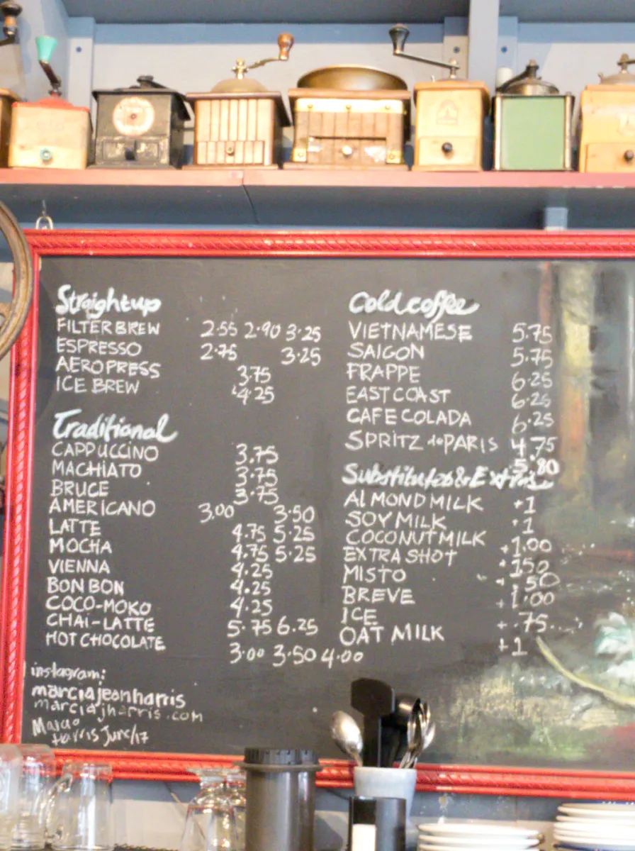 Menu, The Roasterie