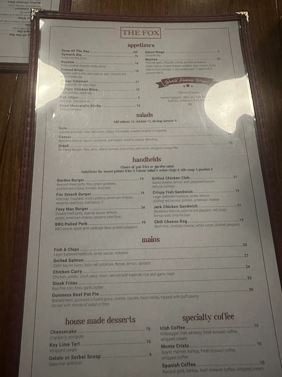Menu, The Fox