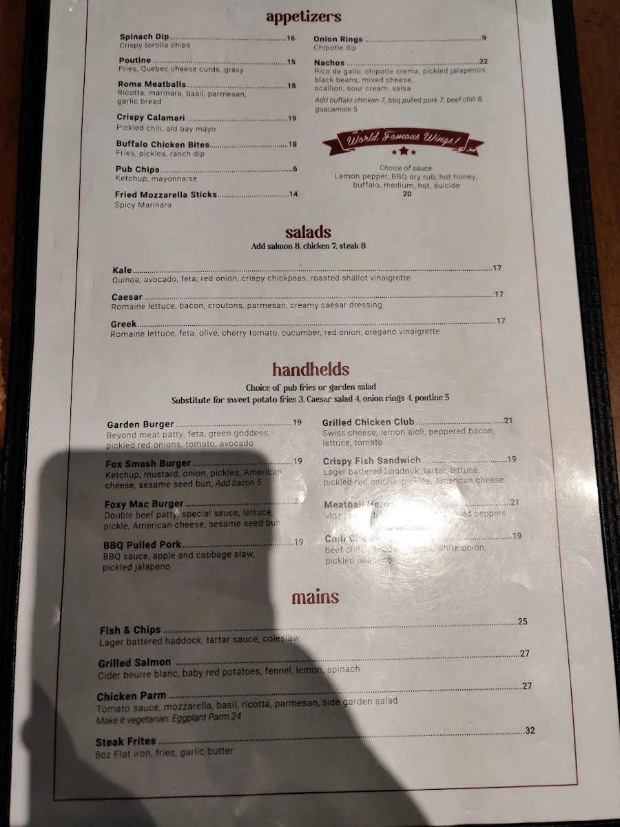 Menu, The Fox