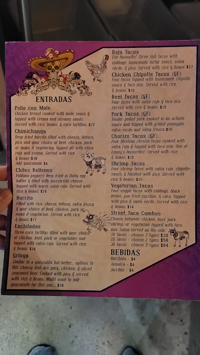 Menu, Zicatela Mexican Restaurant