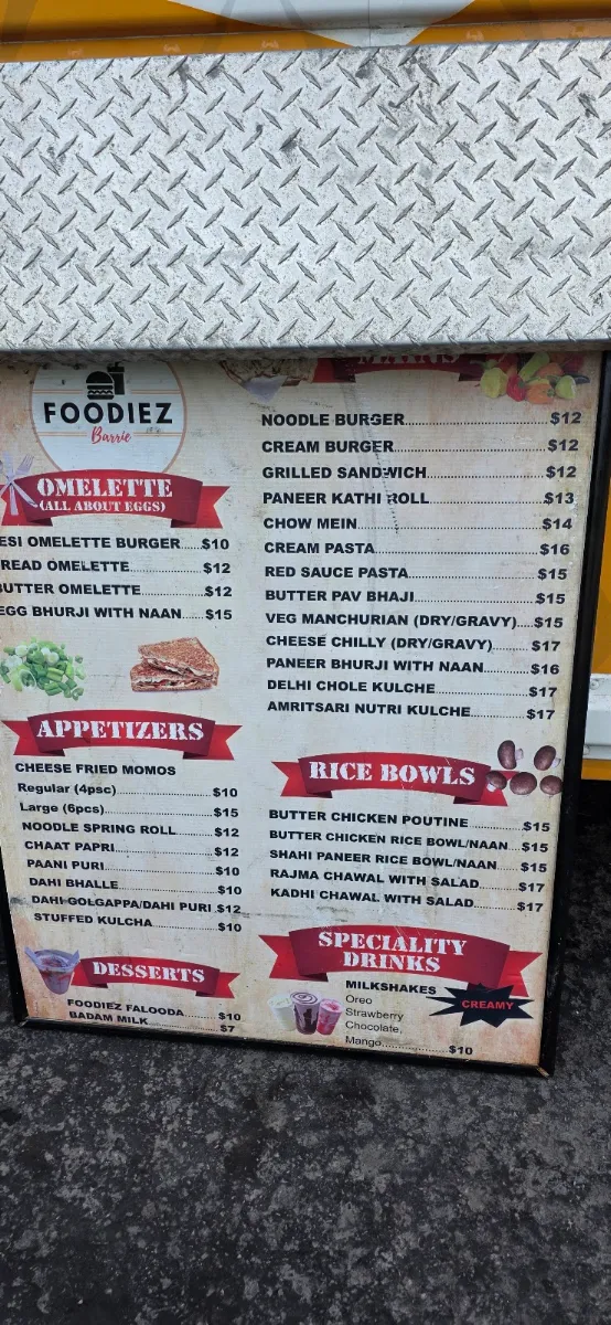 Menu, FoodiezBarrie
