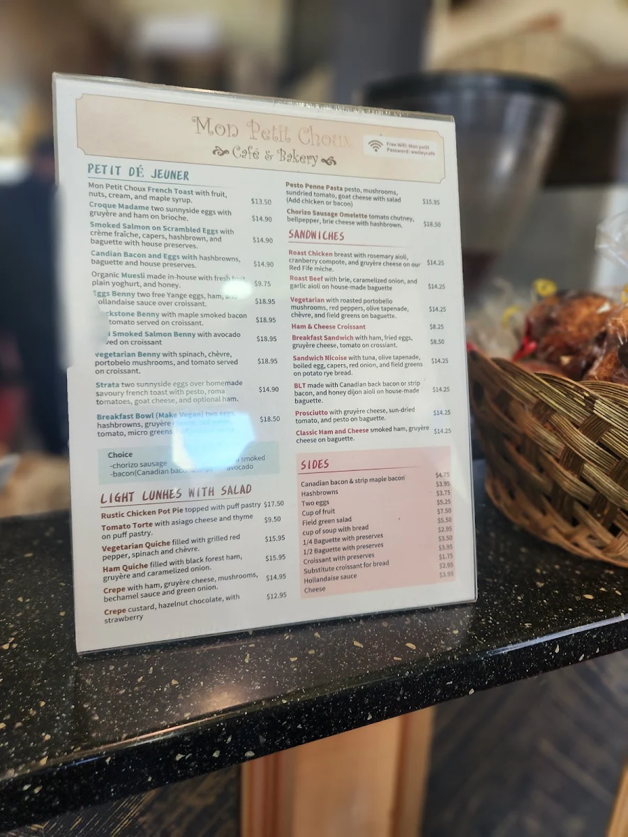 Menu, Mon Petit Choux