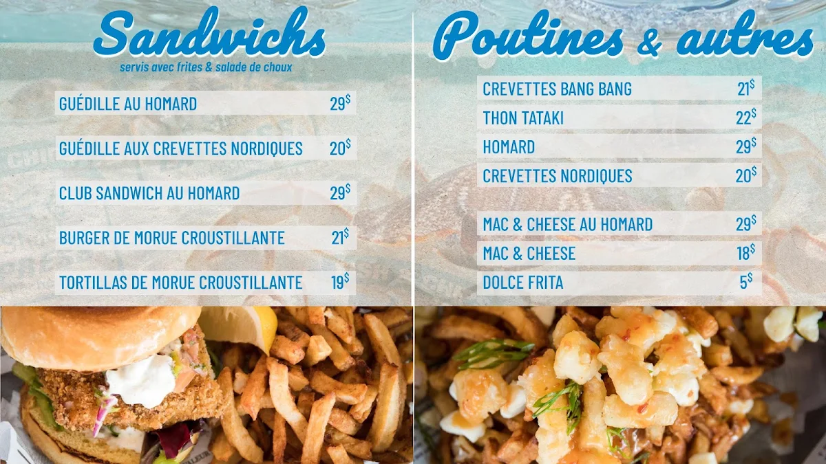 Menu, Le Shack Du Pêcheur Express