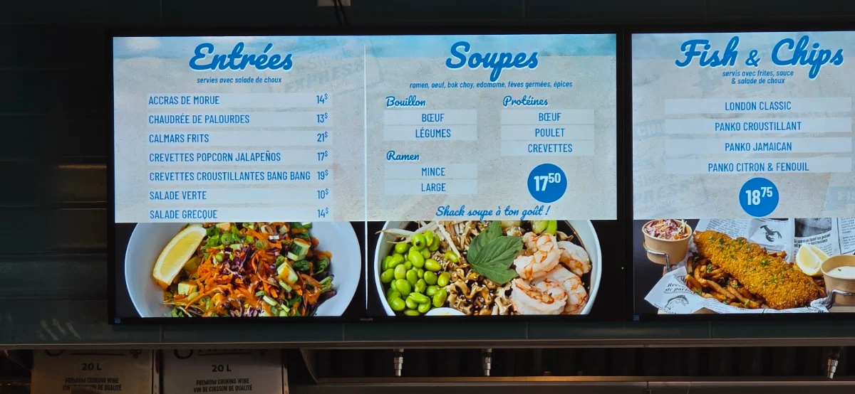 Menu, Le Shack Du Pêcheur Express