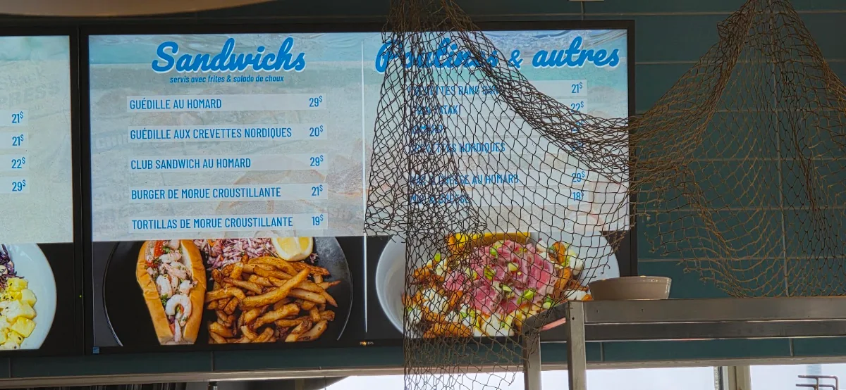 Menu, Le Shack Du Pêcheur Express